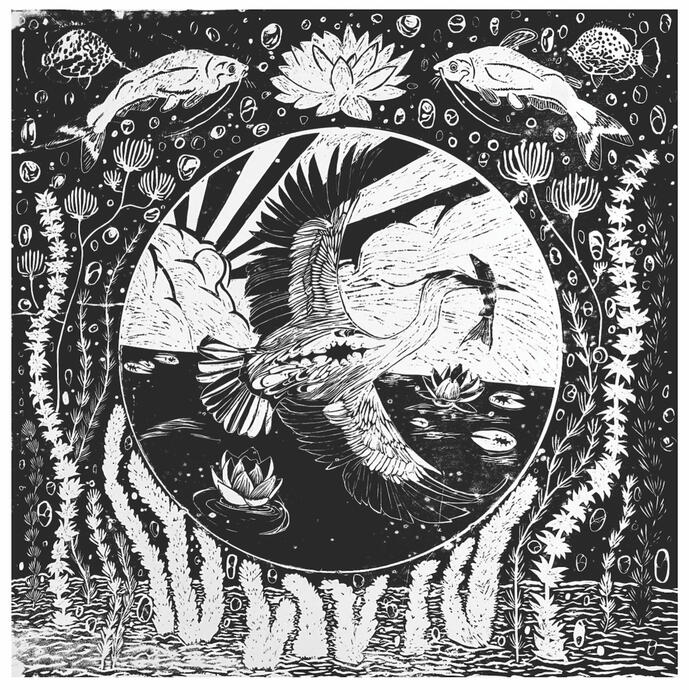 Bird Gone Fishing (Collaboration With Grace Bougher) - Woodcut - 2023