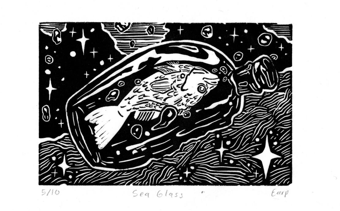 Sea Glass - Linocut - 2023